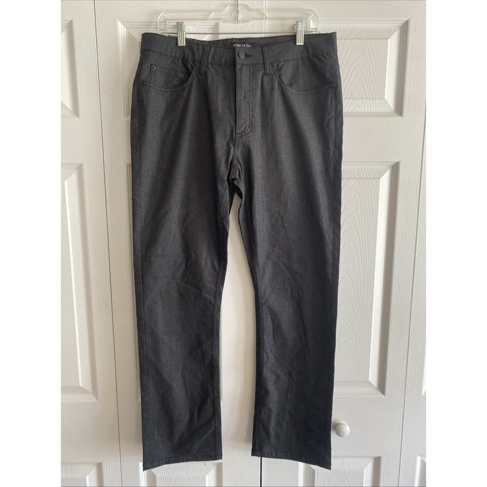 Kenneth Cole New York Stretch Straight Pants Mens Size 32x30 Charcoal Grey New